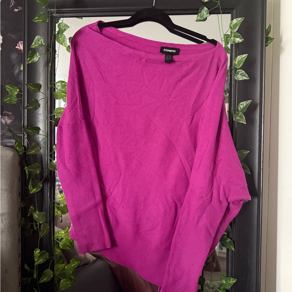 Express Magenta Off-the-Shoulder Sweater